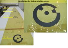 Fotogrammetriemarkierung auf der Ballonhülle